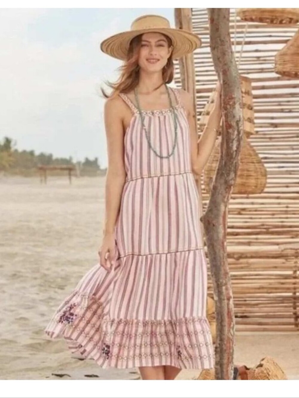 Sundance Embroidered Cotton Beach Wedding Sun Maxi Dress